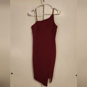 Burgundy Asymmetrical Dress
